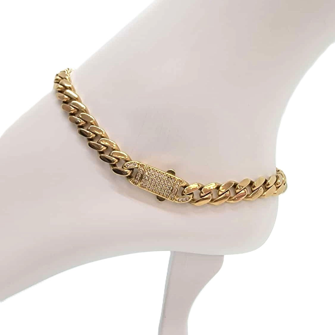 10K Anklet Semisolid with CZ