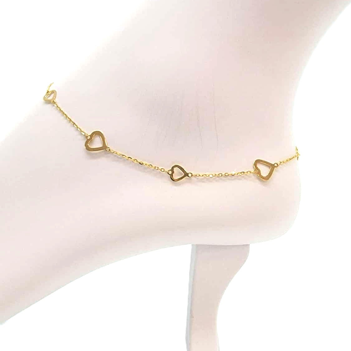 14K Heart Anklet