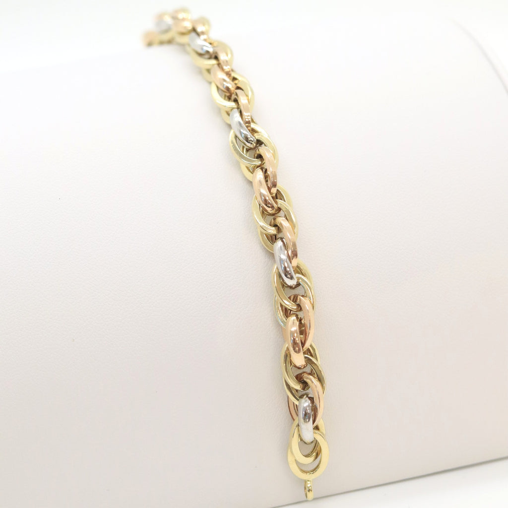 14k 3-Tone Bracelet 8.5mm