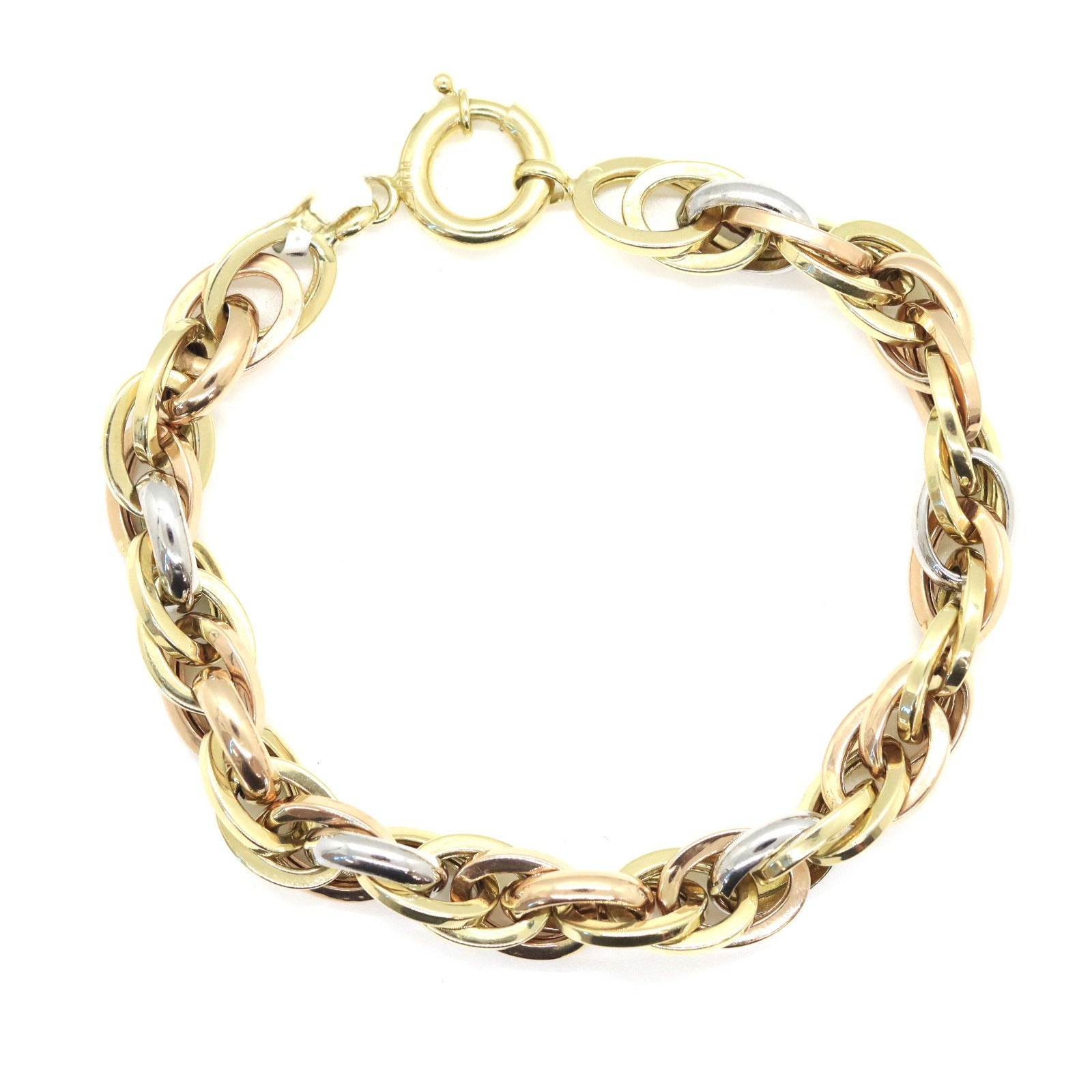 14k 3-Tone Bracelet 8.5mm