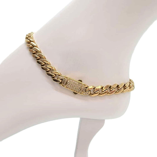 10K Anklet Semisolid with CZ