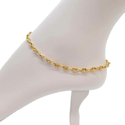 10K Anchor Puffed Anklet