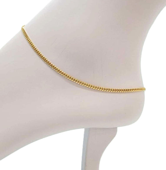 14K Solid Cuban link Anklet