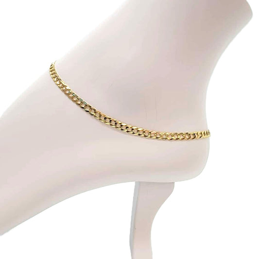 14K Solid Curb link Anklet