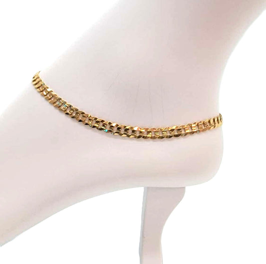 14K Solid Curb link Anklet