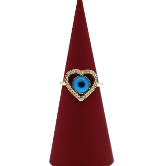 14k Eye with heart ring