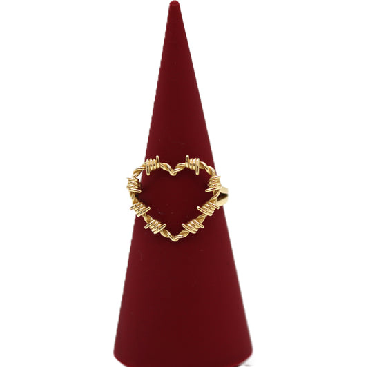 14k Heart with Thorns Ring