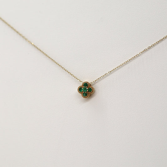 14k Flower Emerald Chain