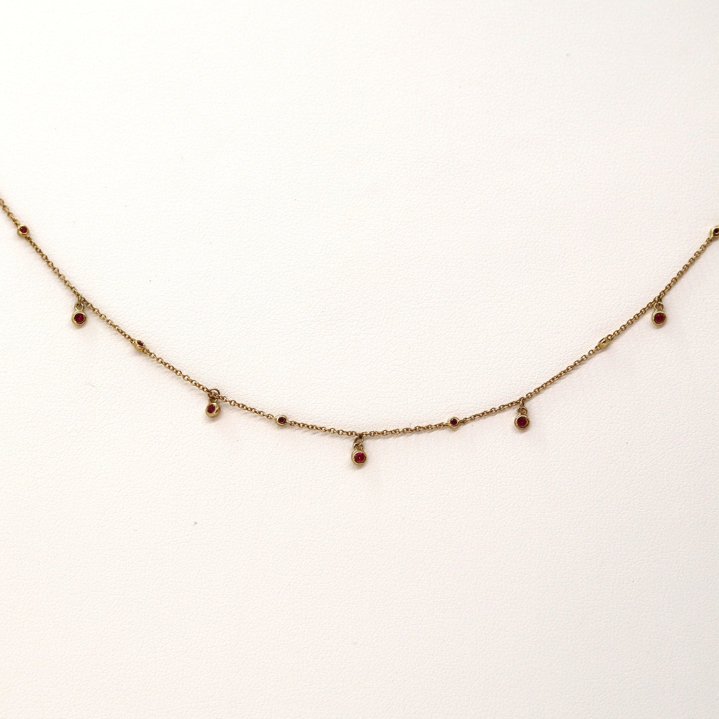 14k Rubies dangling chain