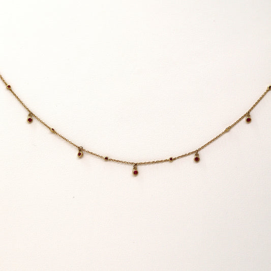 14k Rubies dangling chain