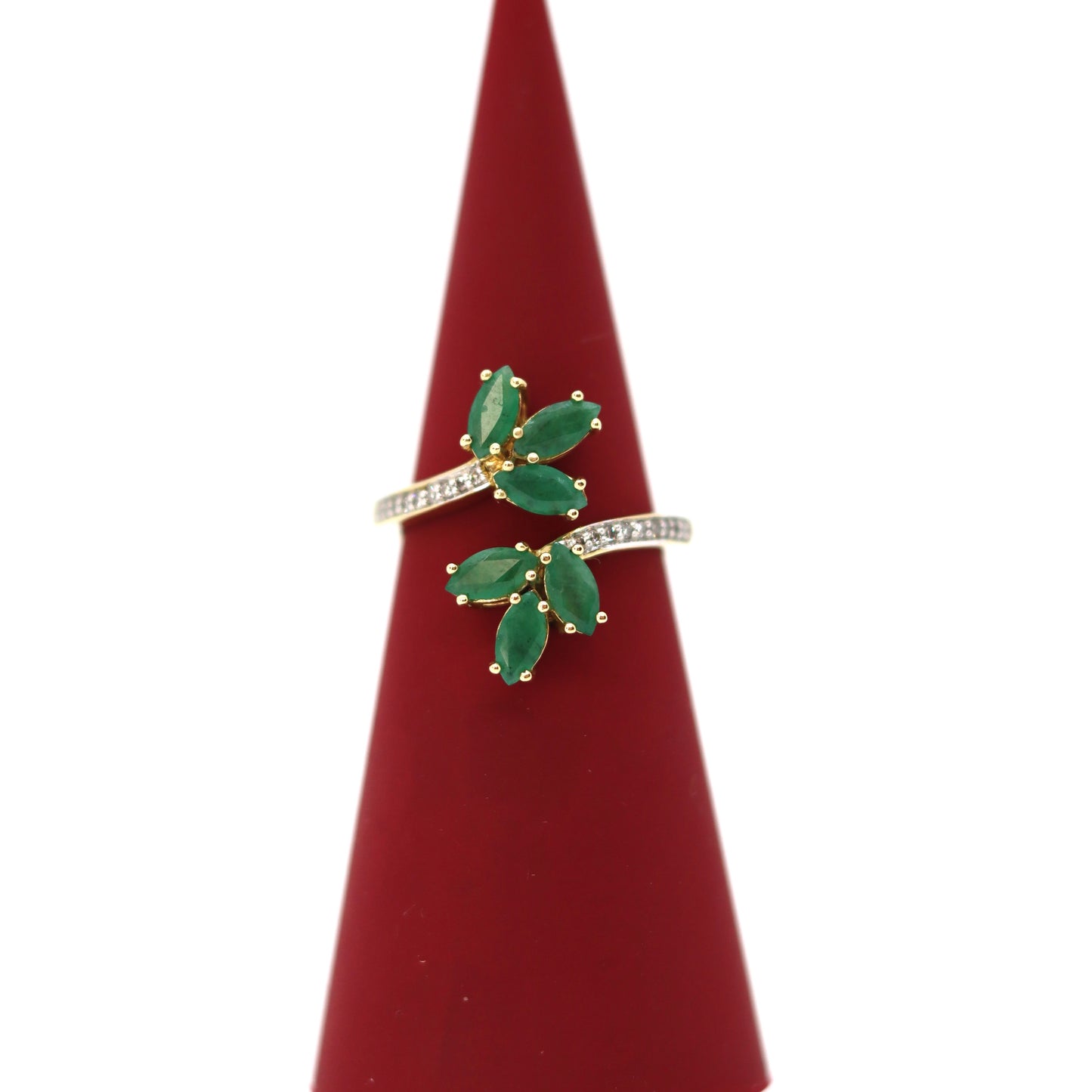 10k Leaves Emerald Ring