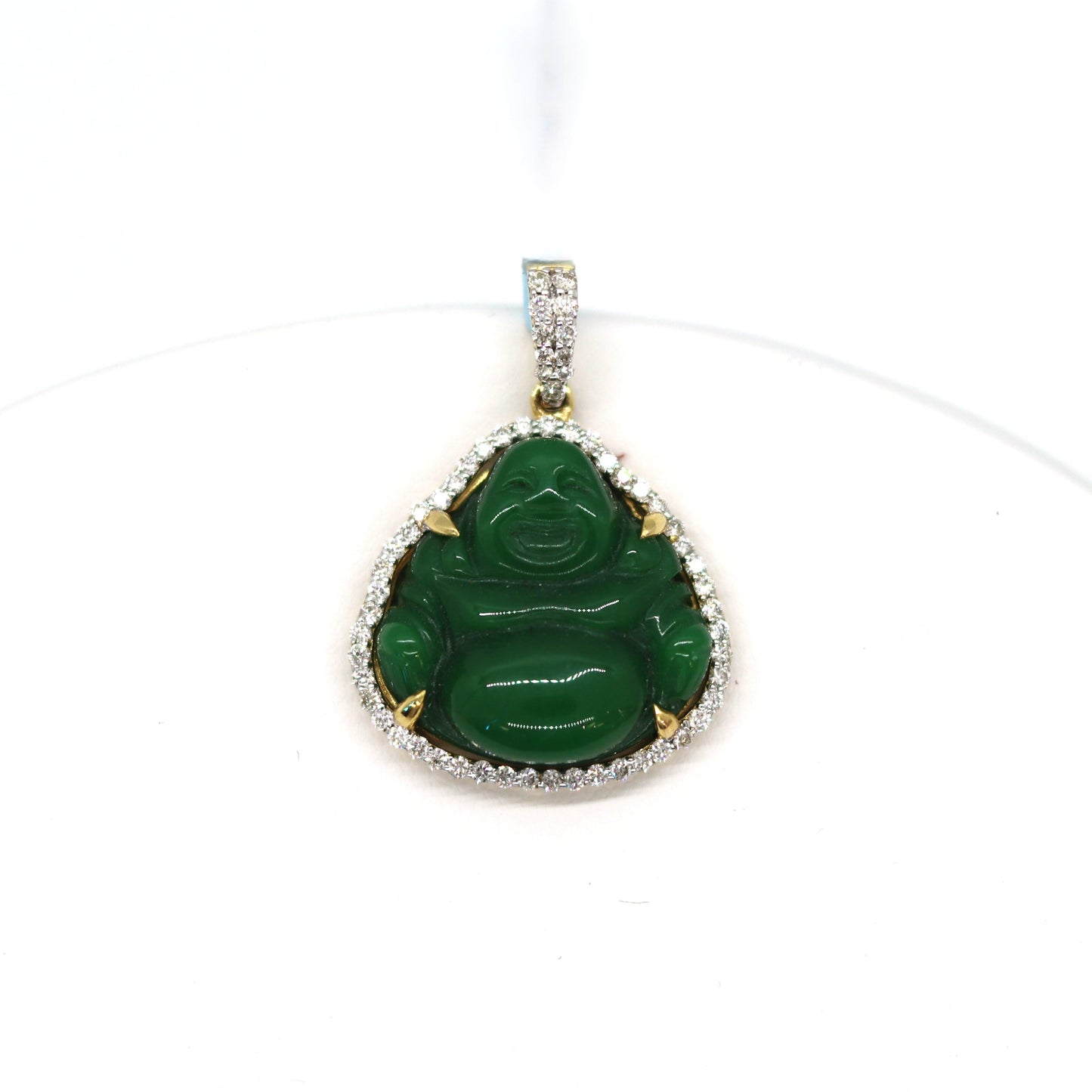 10k Jade and Diamonds Buddha Pendant