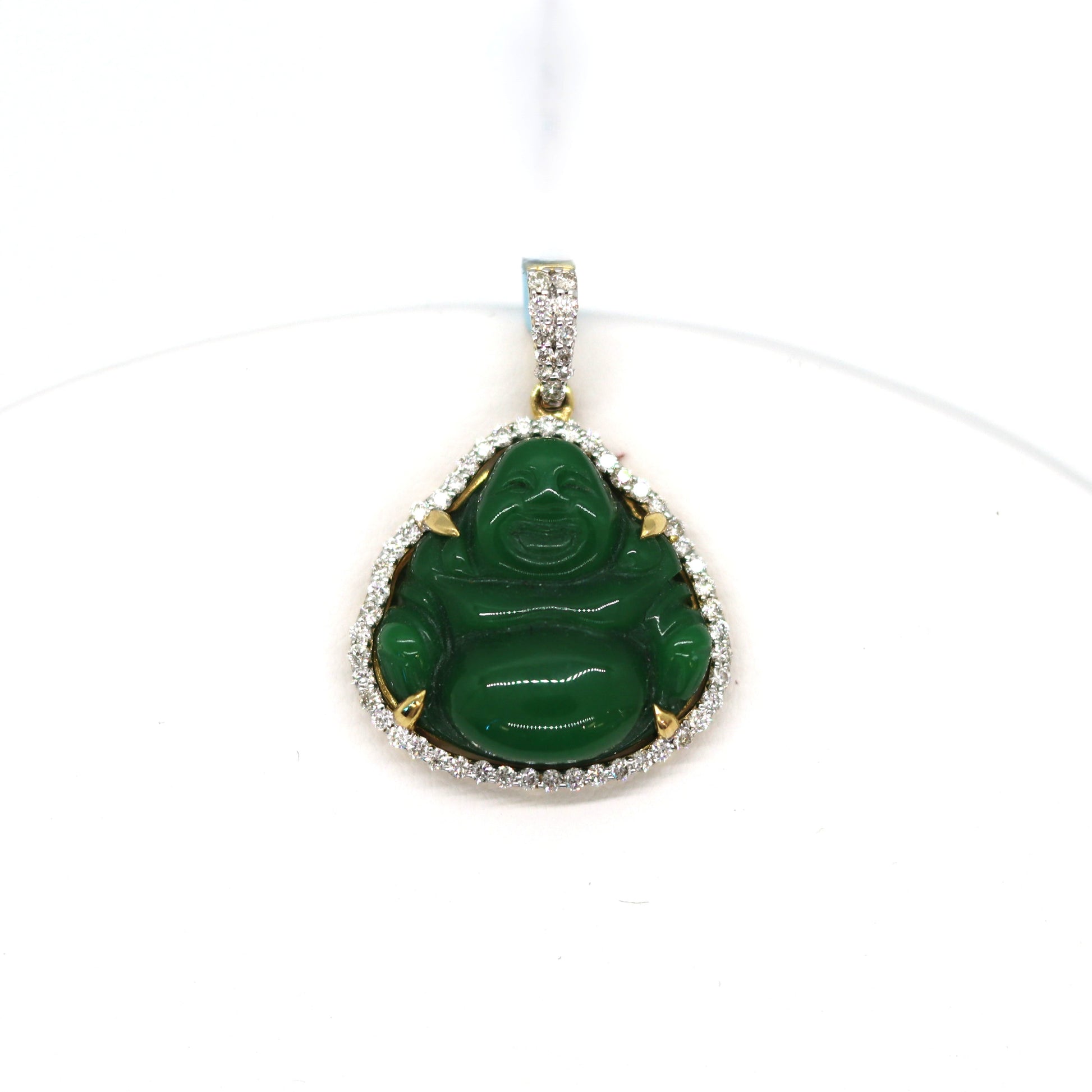 10k Jade and Diamonds Buddha Pendant