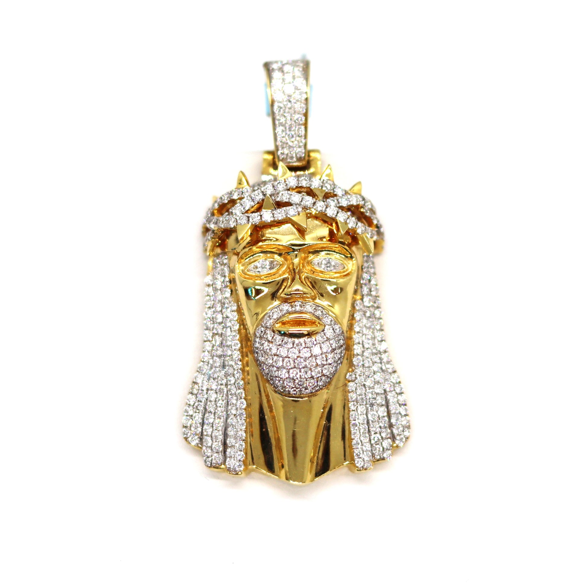 14k Jesus Face Diamonds Pendant