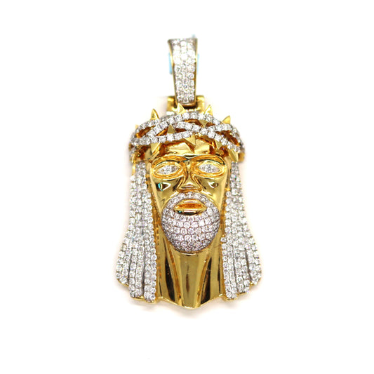 14k Jesus Face Diamonds Pendant