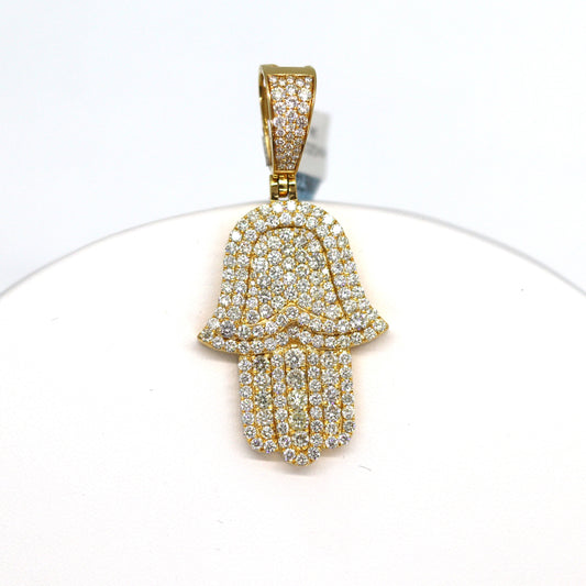 14k Hamsa Diamonds Pendant