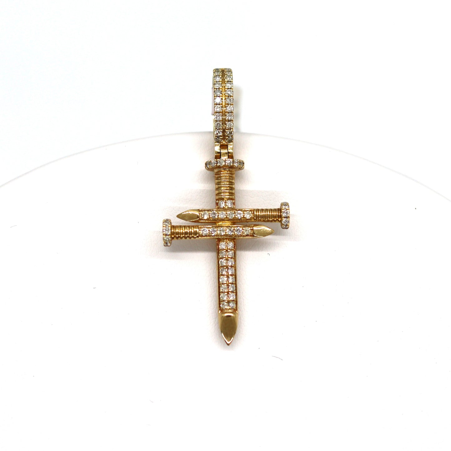 14k Nail Cross Diamonds Pendant