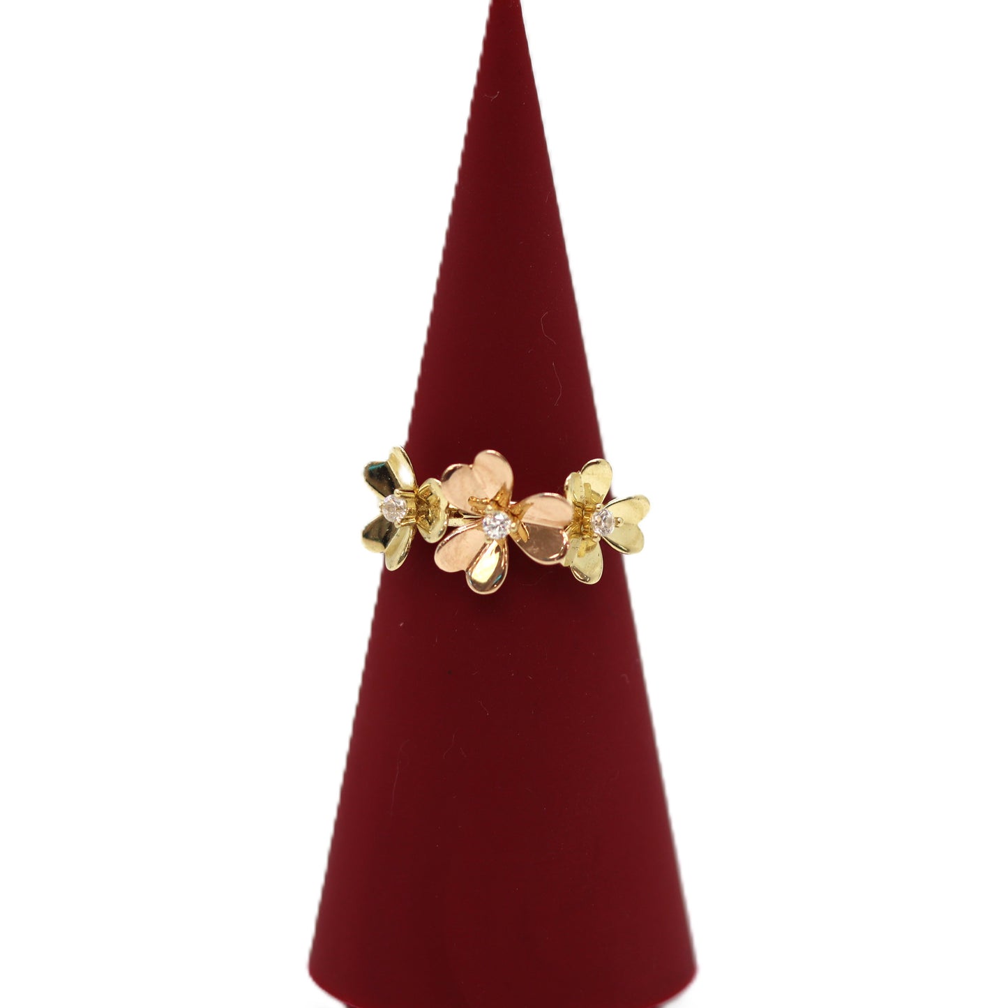 10k Rose and Yellow Flower Ring