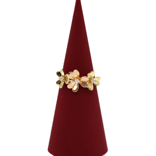 10k Rose and Yellow Flower Ring