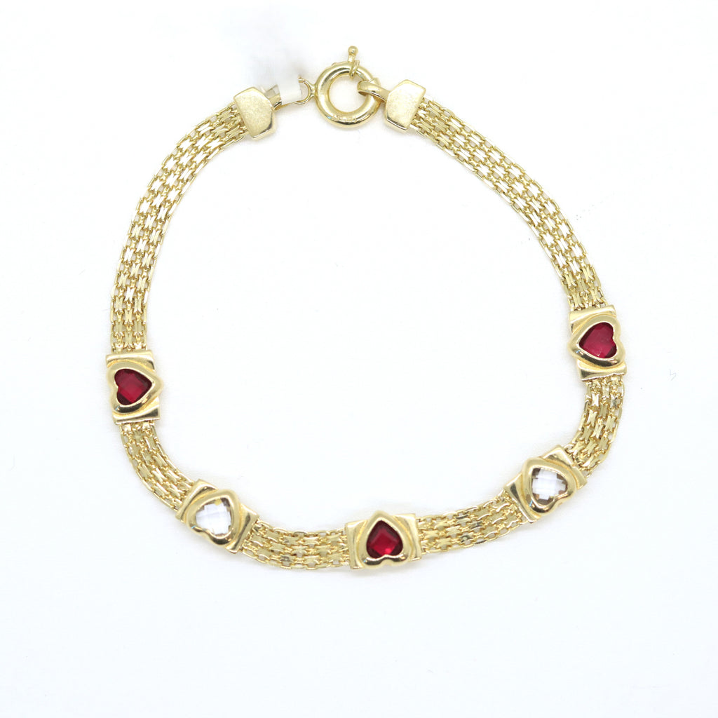 14k Byzantine with hearts bracelet