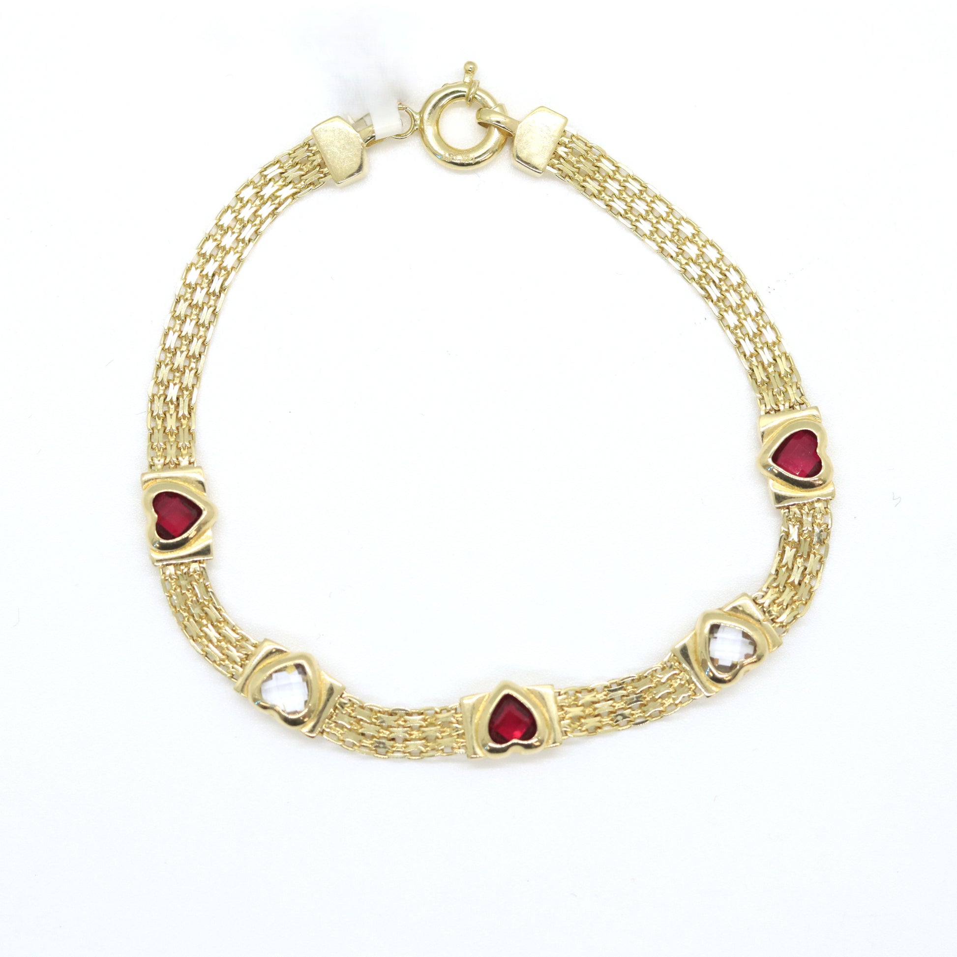 14k Byzantine with hearts bracelet