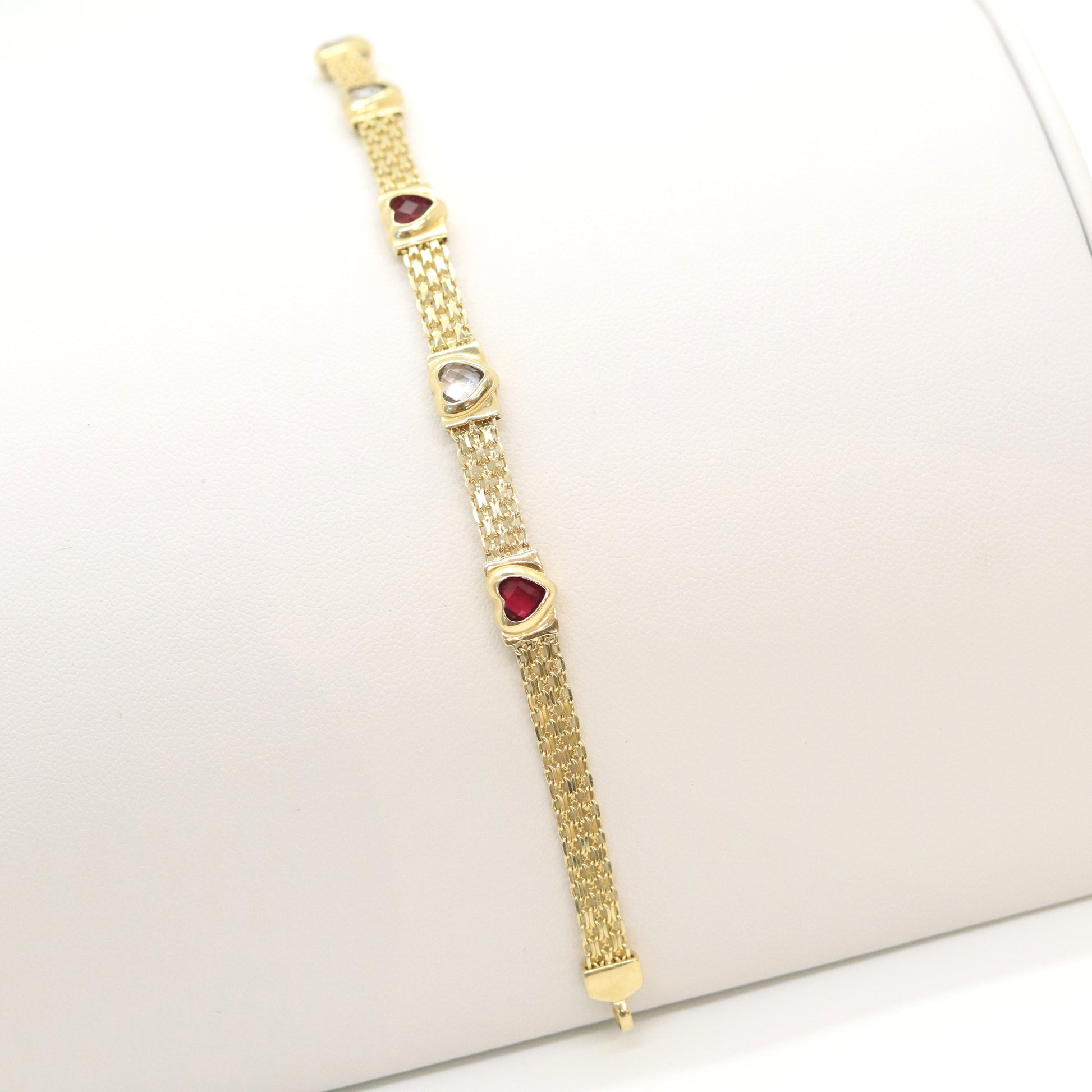14k Byzantine with hearts bracelet