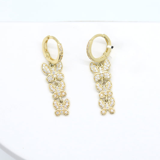 10k Dangling Butterflies Earrings