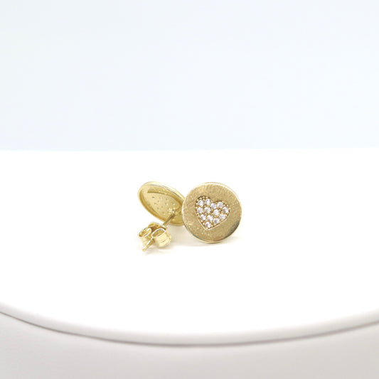 10k Round Heart Earing