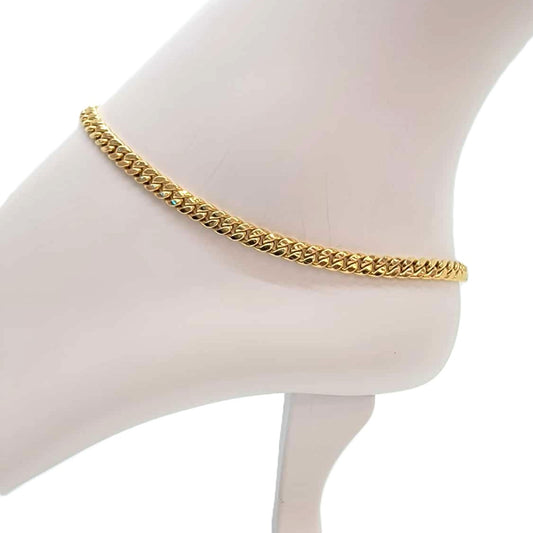 14K Semisolid Cuban Anklet